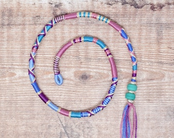 Custom Hair Wrap, Bespoke Hairwrap, Holiday hair, Hippy braid, Attachable wrap, Removable hair accessory, Pink blue purple pattern, SILENCE