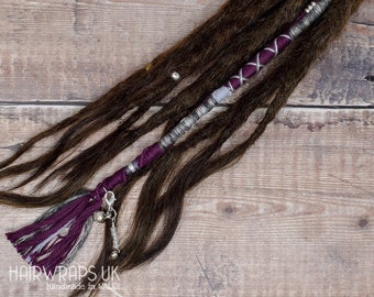 Boho Hair Wrap, Cotton Dread Wrap for Dreads / natural hair, Natural hair extension, Dreadlock hairwrap, Chunky accent lock SILVER MOONSHINE