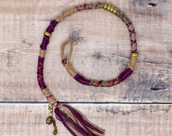 Pañuelo para rastas de algodón morado, rastas gruesas con acento, color CIRUELA NATURAL