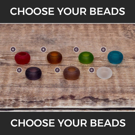 Set of 3 seaglass beads, Large hole dread beads, Frosted glass loc bead, Dreadlock bead set, Hair beads, Large glass beads, Beads for dreads