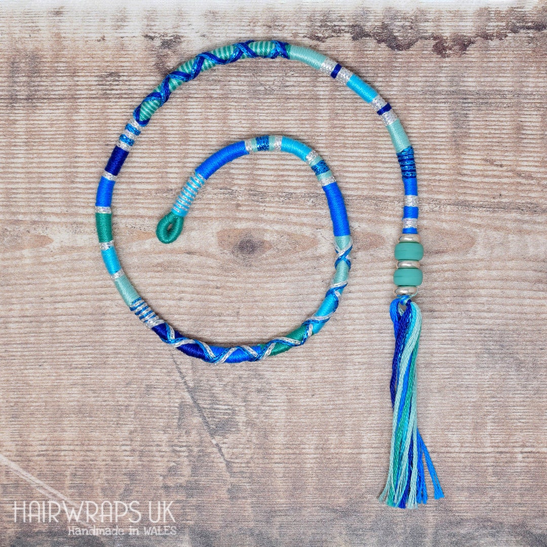 Blue Hair Wrap, Seaside Hair Braid, Holiday Hairwrap, Clip In