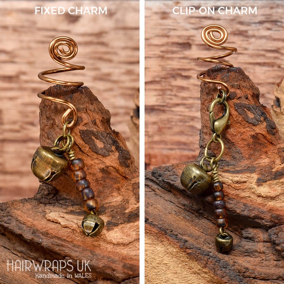 Tibetan Bronze Bell Charm for Hair Plaits, Hand Wrapped Wire Boho