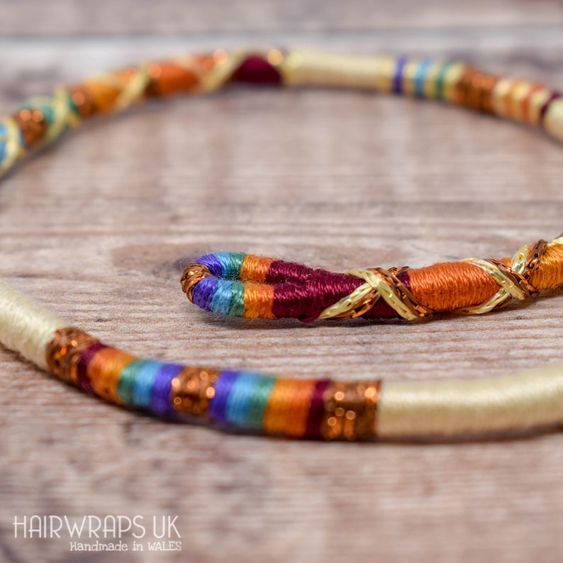 Rainbow hair accessory Boho faux-locs hair accessory MISTY RAINBOW Clip in cotton Hair wrap Hippie jewellery Plastic-free hair extension