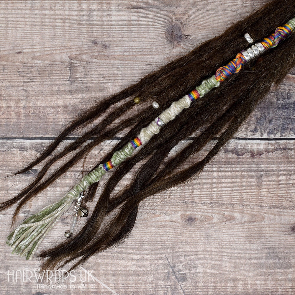 Vegan Dread Wrap, Cotton Hair Wrap for Dreads or natural hair, Plastic-free faux loc, Thick dreadlock wrap, Chunky accent lock RAINBOW MIST