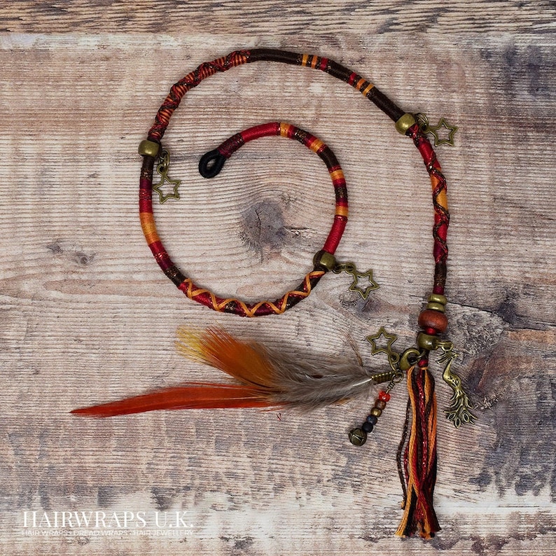Bohemian Feather Hair Wrap Extension With Charms FREE SPIRIT Etsy UK