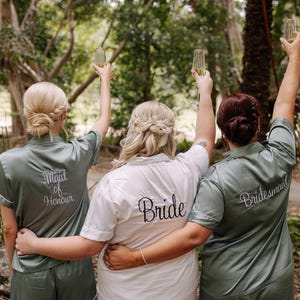 Luxury Sage Bridesmaid Pajamas Set | Matching Bridal Party PJs | Personalized Pajamas Plus Size | Wedding Pajamas for Bridesmaids