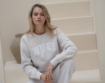 Wifey Tracksuit Set| Wifey pants| Wifey Sweatshirt| Wifey Hoodie| Bridal Gift Idea| Honeymoon Outfit| Embroidered Wifey Jumper| Varsity BNE