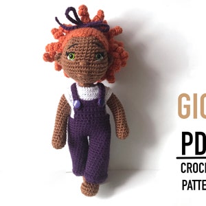 Gigi crochet Doll Pattern - 11” Black doll instant download - Little Lady crochet doll