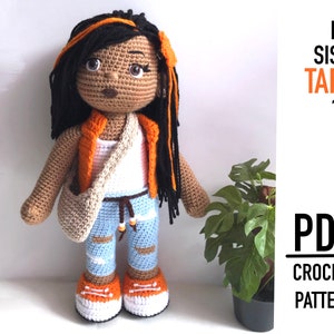 Tara crochet Doll Pattern - 16" Black doll instant download