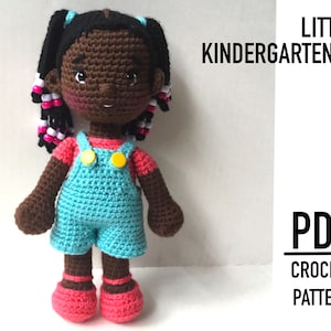 Crochet Doll Pattern Little Kindergartener  - 10" black doll instant download