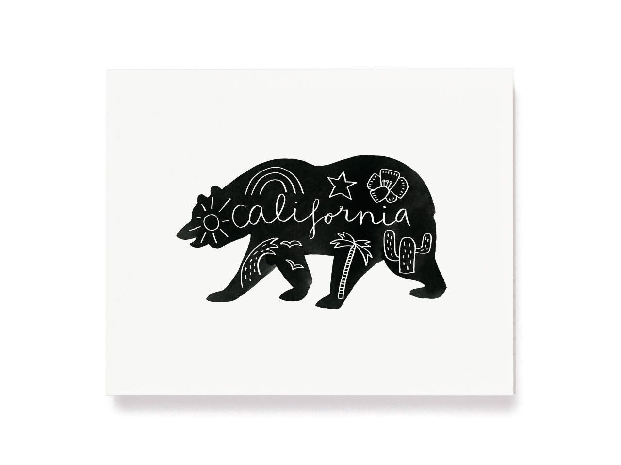 Minimalist California Bear Wall Art Print Home Decor 11x14 Etsy