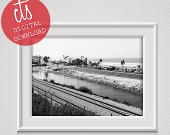 Cardiff By the Sea 101 - Impresión de bellas artes - Descarga digital - Blanco y negro