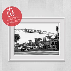 Encinitas City Sign 101 - Fine Art Print - Digital Download - Black and White