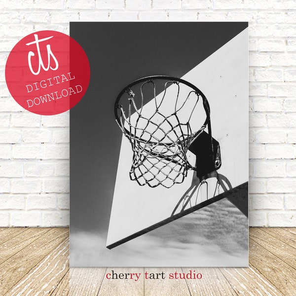Basketball Hoop Black & White - Fine Art Print - Digital Download