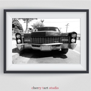 Vintage Retro Car Cadillac In Black & White - Fine Art Print - Digital Download