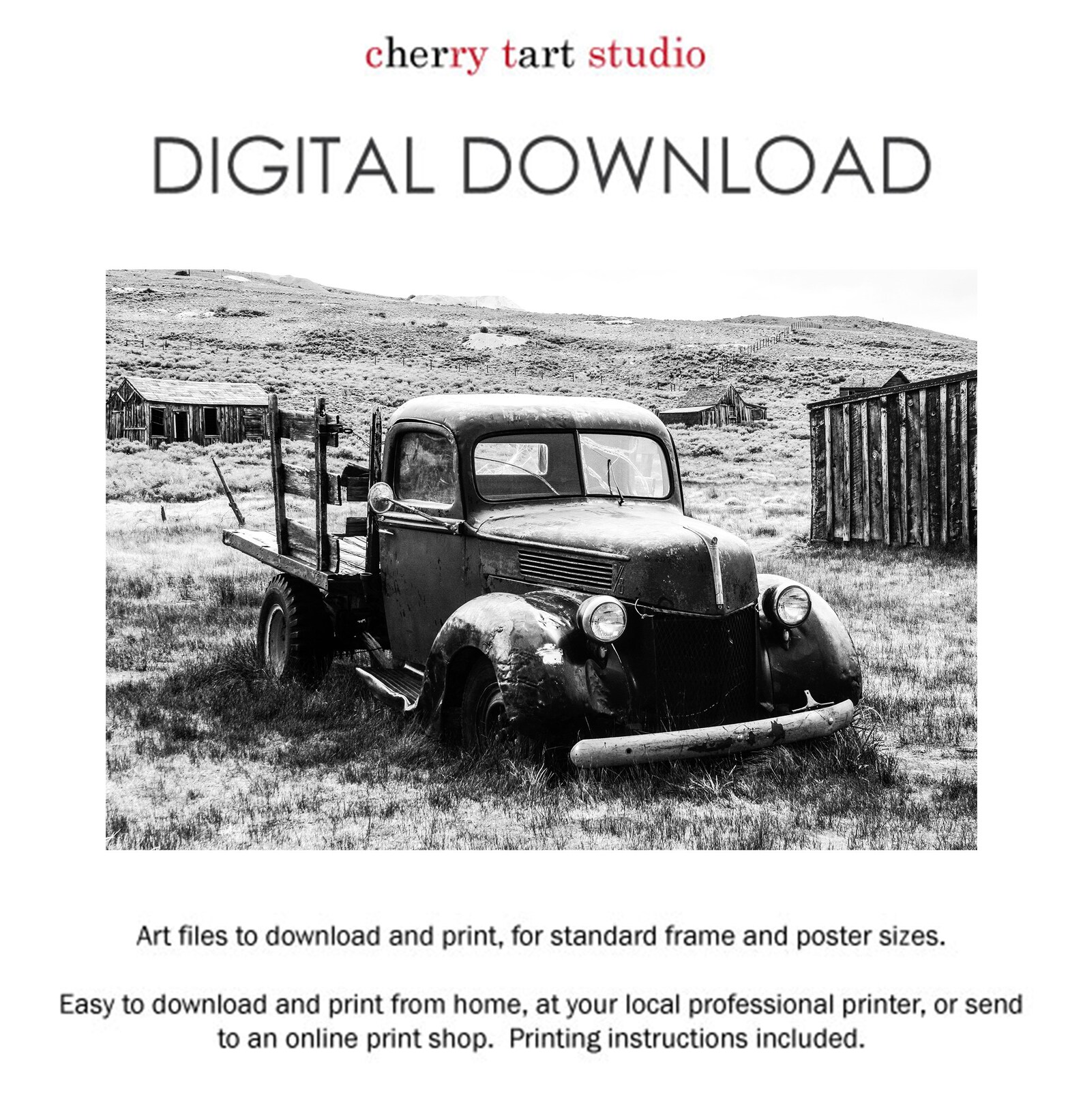Old Farm Truck - Black and White - Fine Art Print - Digital Download - Etsy