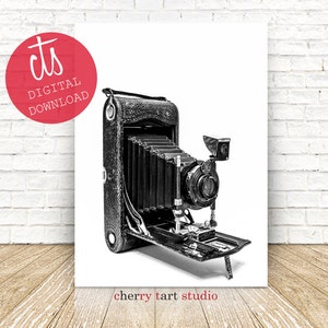 Vintage Camera Black & White - Fine Art Print - Digital Download