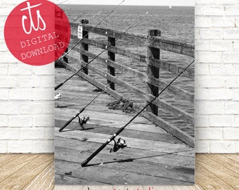 Fishing Poles in Black & White - Fine Art Print - Digital Download