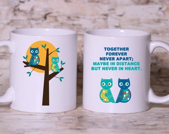 Owl Design Best friends  Custom personalized Mug, never apart  - Made to Order