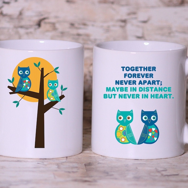 Owl Design Meilleurs amis Personnalisé Mug personnalisé, jamais à part - Made to Order