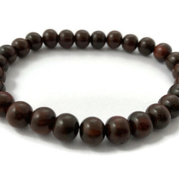 Tibetan Rosewood Beads STRETCH Bracelet, Rosewood Mala Beads, Wood Beads, Yoga Beads, Meditation Beads, Wrist Mala Beads, Natural Wood Beads
