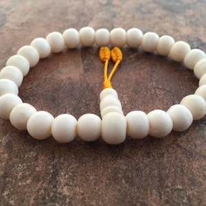Tibetan White Yak Bone Beads STRETCH Bracelet, Bone Bracelet, Meditation Bracelet, Yoga Bracelet, Bone Beads, Tibetan Beads, Mantra Bracelet