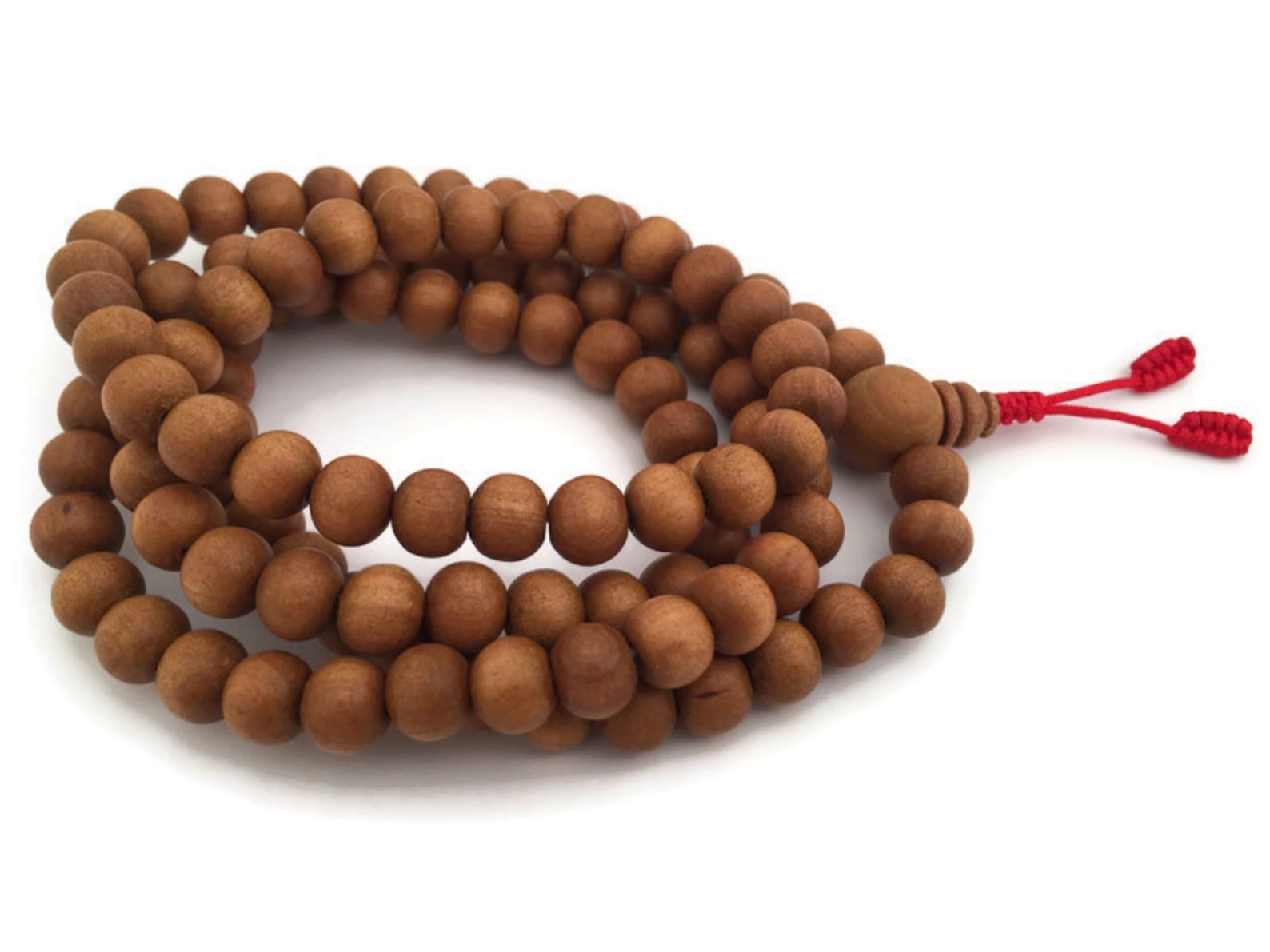 Tibetan Sandalwood STRETCH 108 Beads, Prayer Beads, Buddhist Prayer Beads, Wood Mala Necklace, Hindu Prayer Beads, Sandalwood Bracelet