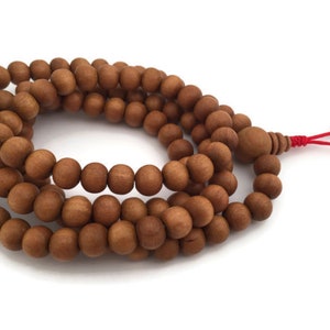 Tibetan Sandalwood STRETCH 108 Beads, Prayer Beads, Buddhist Prayer Beads, Wood Mala Necklace, Hindu Prayer Beads, Sandalwood Bracelet