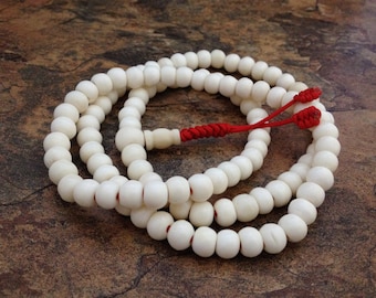 Tibetan Bone 108 Beads Mala, Buddhist Bone Mala, Tibetan Prayer Beads, Bone Mala, Bone Bracelet, Bone Beads, Bone Necklace, Mantra Beads