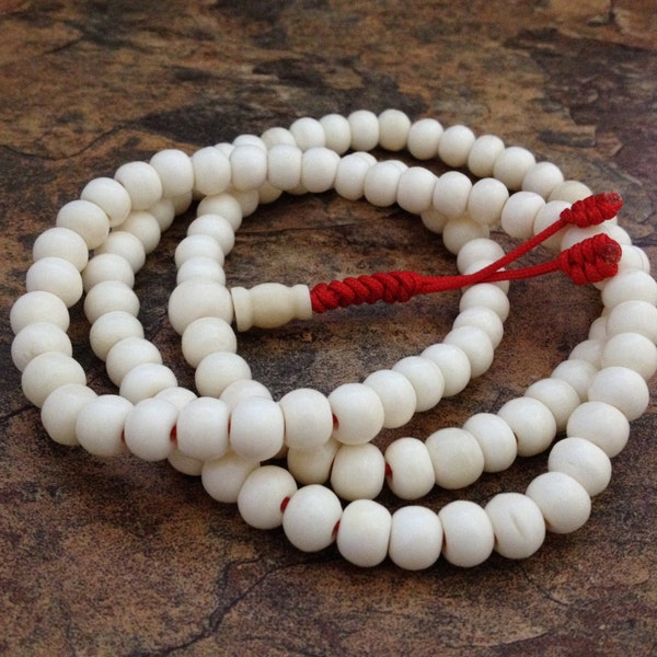 Tibetan Bone 108 Beads Mala, Buddhist Bone Mala, Tibetan Prayer Beads, Bone Mala, Bone Bracelet, Bone Beads, Bone Necklace, Mantra Beads