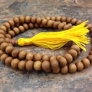 Natural Wood Beads 108 Beads Full Mala, Wood Beads, Tibetan Prayer Beads, Meditation Beads, Yoga Beads, Buddhist Mantra Beads, Prayer Beads