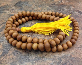 Natural Wood Beads 108 Beads Full Mala, Wood Beads, Tibetan Prayer Beads, Meditation Beads, Yoga Beads, Buddhist Mantra Beads, Prayer Beads