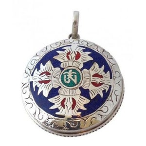 Ethnic Double Dorje Vajra Tibetan Om Silver Pendant, Vajra OM Pendant, Dorjee OM Pendant, Tibetan Vajra Pendant