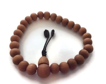 Sandalwood Wrist STRETCH Bracelet, Sandalwood Mala, Sandalwood Bracelet, Meditation Bracelet, Yoga Bracelet, Wood Bracelet, Prayer Beads