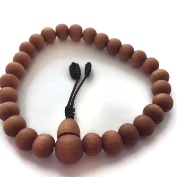 Sandalwood Wrist STRETCH Bracelet, Sandalwood Mala, Sandalwood Bracelet, Meditation Bracelet, Yoga Bracelet, Wood Bracelet, Prayer Beads