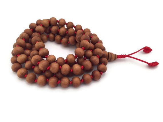 Hand Knotted Sandalwood 108 Full Japa Mala Beads, Yoga Beads