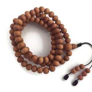 Original Tibetan Sandalwood 108 Beads Full Mala Prayer Beads Adjustable Wood Beads Buddhist Sandalwood Mala Beads Wood Beads