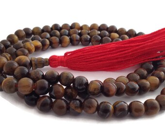 Tiger Eye 108 Beads Full Mala Necklace for Meditation and Yoga