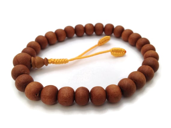 Tibetan Natural Sandalwood Beads STRETCH Bracelet Sandalwood Mala Sandalwood Prayer Beads Meditation Bracelet Yoga Beads Tibetan Beads