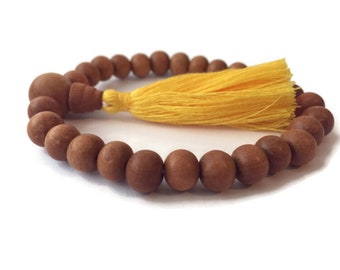 Natural Tibetan Sandalwood Beads STRETCH Bracelet, Sandalwood Bracelet, Sandalwood Mala, Wood Bracelet, Yoga Bracelet, Meditation Bracelet