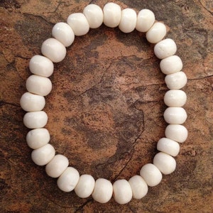 Tibetan White Yak Bone Bead Stretch Wrist Mala Bracelet, Bone Bracelet, Bone Mala, Meditation Bracelet, Yoga Bracelet, Yak Bone bracelet image 2