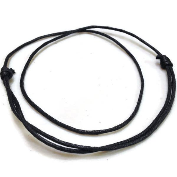 Waxed Cotton Necklace Cord Sliding Knot - 26-27" Black, Choker Cord, Jewelry Cord, Sliding Knot Cord