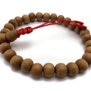 Tibetan Sandalwood 27 Beads Adjustable Bracelet, Sandalwood Bracelet, Wood Bracelet, Sandalwood Beads, Sandalwood Mala, Wood Mala,