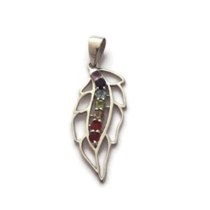 Colgante de plata de chakra de hoja, colgante de hoja de árbol, colgante de yoga, colgante de meditación, encanto de hoja, colgante de hoja de chakra, colgante de chakra