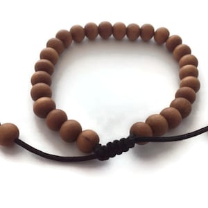 Tibetan Sandalwood Bead Adjustable Bracelet, Sandalwood Bracelet, Wood Bracelet, Sandalwood Beads, Sandalwood Mala, Wood Mala, Sandalwood