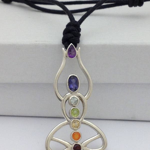 Lotus Yoga Pose Chakra Silver Pendant Necklace, Yoga Pose Pendant, Yoga Pose Necklace, Yoga Pendant, Meditation Pendant, Chakra Pendant