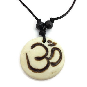 Hindu Om Bone Pendant Adjustable Necklace, Hindu Om Pendant, Om Pendant, Yoga Pendant, Meditation Pendant, Om Shanti Pendant, Aum Pendant
