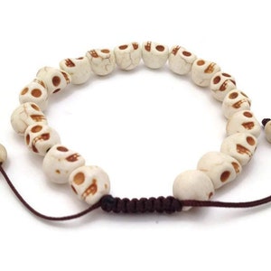 Tibetan Hand Carved Skull Beads Adjustable Mala Bracelet, Skull Bracelet, Skull Beads Bracelet, Meditation Bracelet, Yoga Bracelet