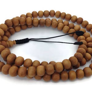 Tibetan Sandalwood 108 Beads Full Mala, Prayer Beads, Buddhist Prayer Beads, Wood Mala Necklace, Hindu Prayer Beads, Sandalwood Bracelet