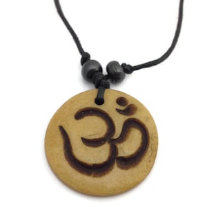 Hindu Om Bone Pendant Adjustable Necklace, Hindu Om Pendant, Om Pendant, Yoga Pendant, Meditation Pendant, Om Shanti Pendant, Aum Pendant